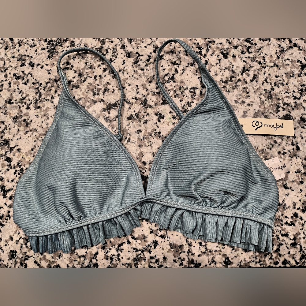 Molybell Sz L Green Snap Closure Bikini Top